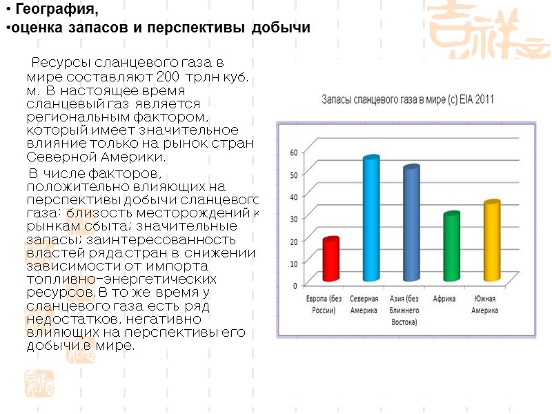 Ресурсы сланцевого газа в мире составляют 200 трлн куб. м. В настоящее время сланцевый